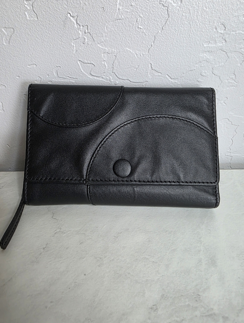 Lumi Black Leather Snap Wallet‎